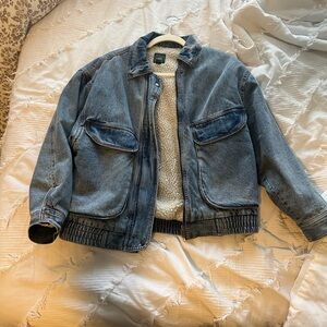 Retro Wild Fable Blue Denim bomber with faux shearling Lining